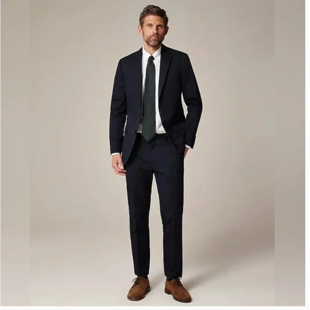 J.Crew Ludlow Slim Fit Suit Jacket 46 46L Blue Cotton Chino CF181 J.Crew Blazer